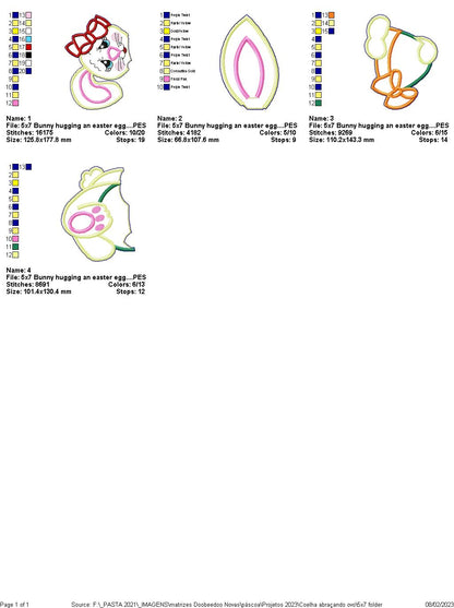 Bunny Hugging an Easter Egg - ITH Project - Machine Embroidery Design