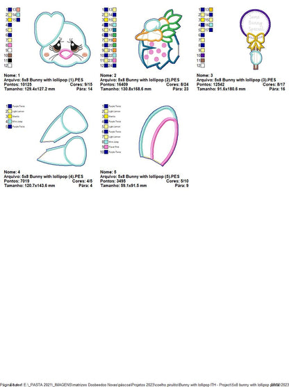 Bunny with Lollipop - ITH Project - Machine Embroidery Design