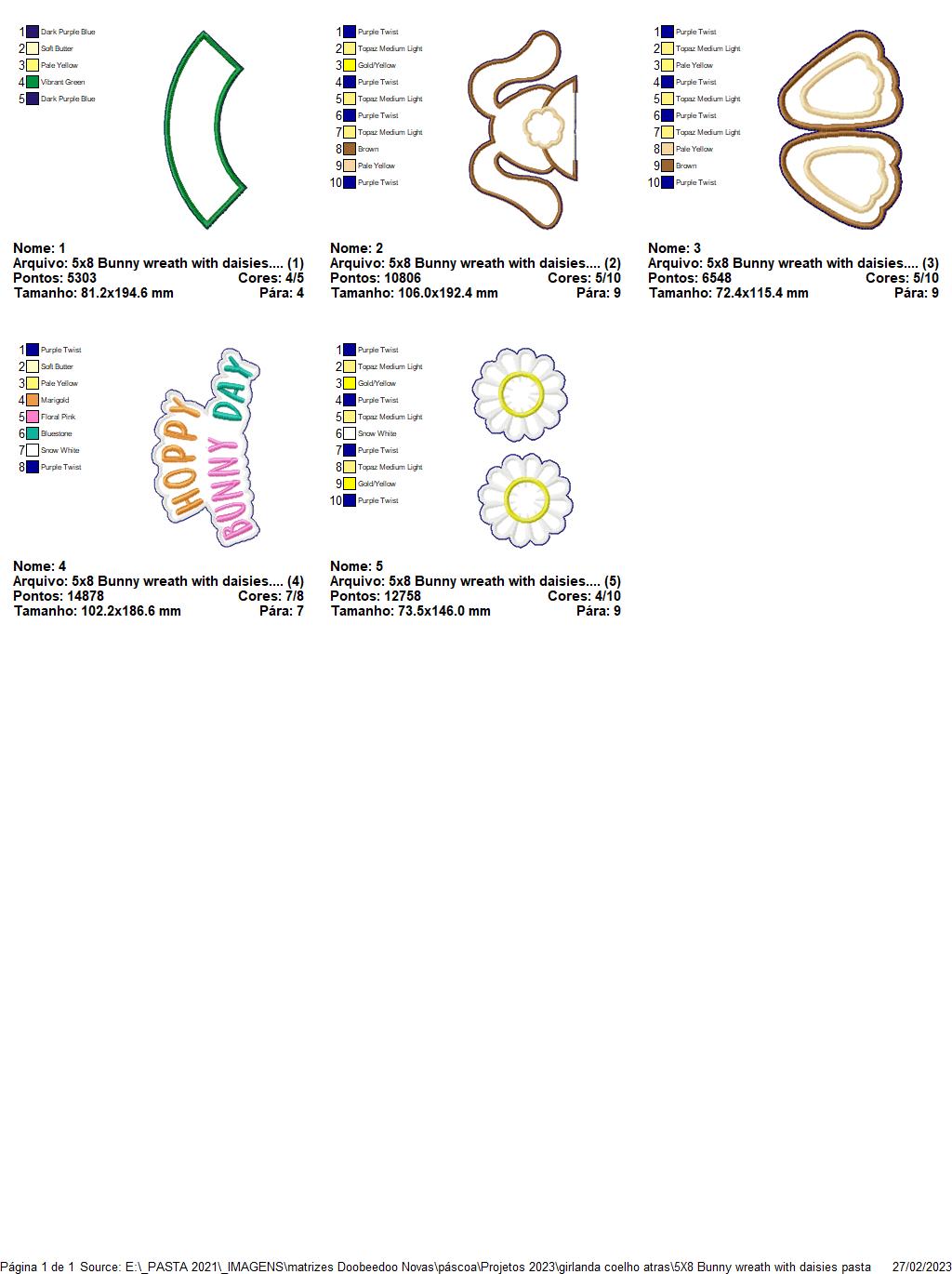 Bunny Wreath With Daisies - ITH Project - Machine Embroidery Design