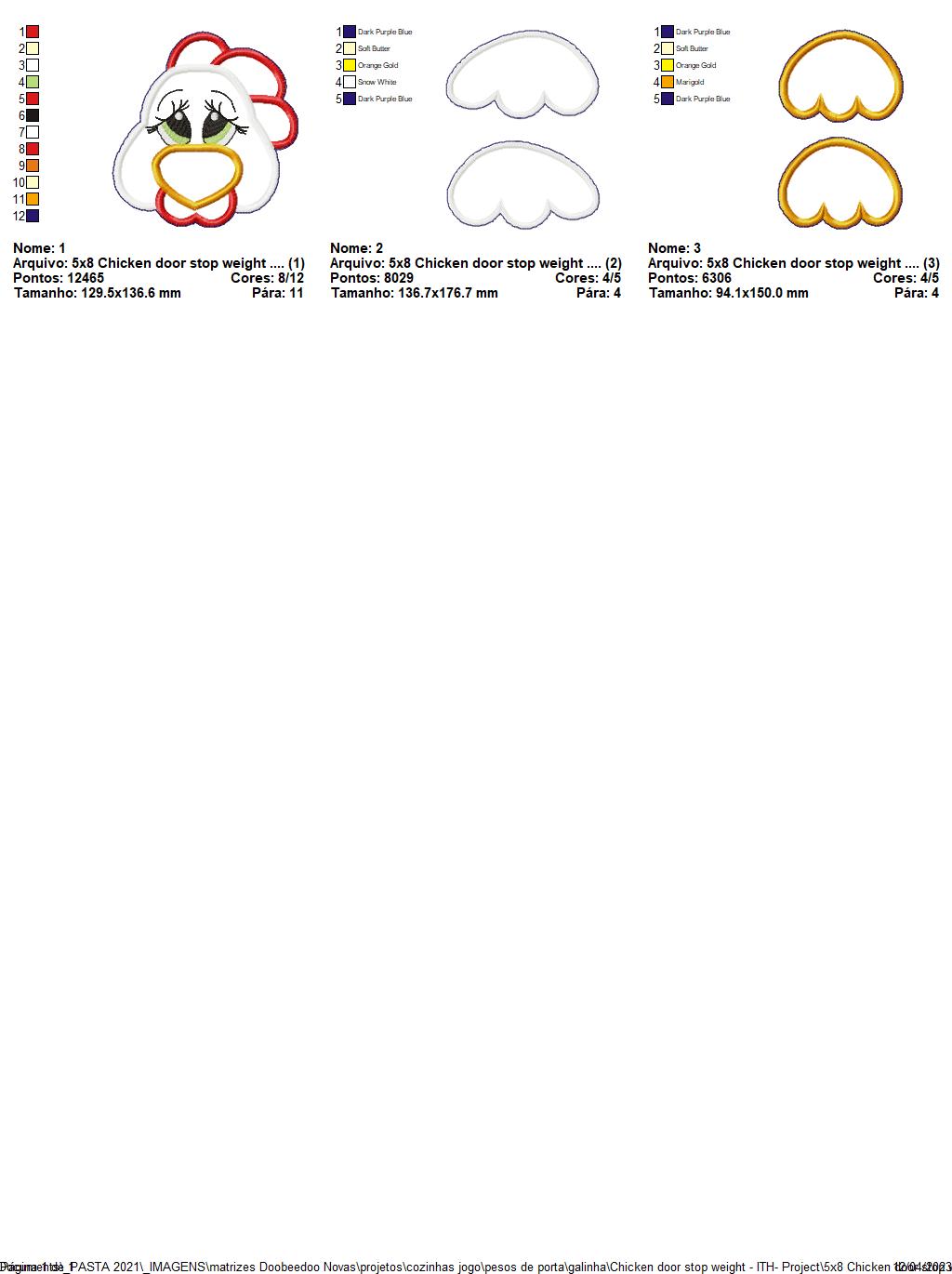 Chicken Door Stop Weight - ITH Project - Machine Embroidery Design