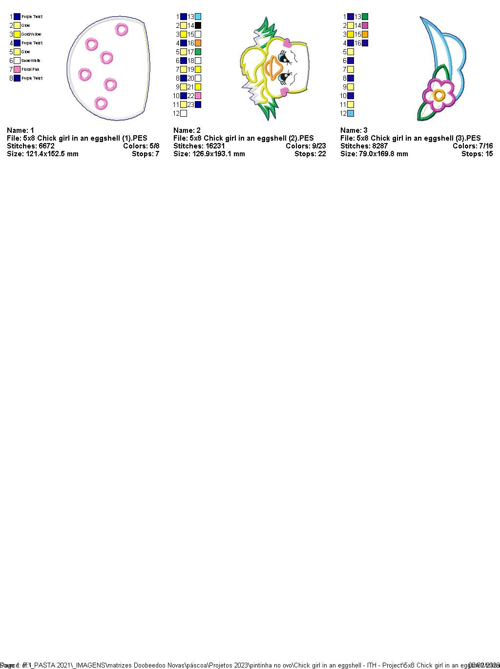 Chick Girl in an Eggshell - ITH Project - Machine Embroidery Design