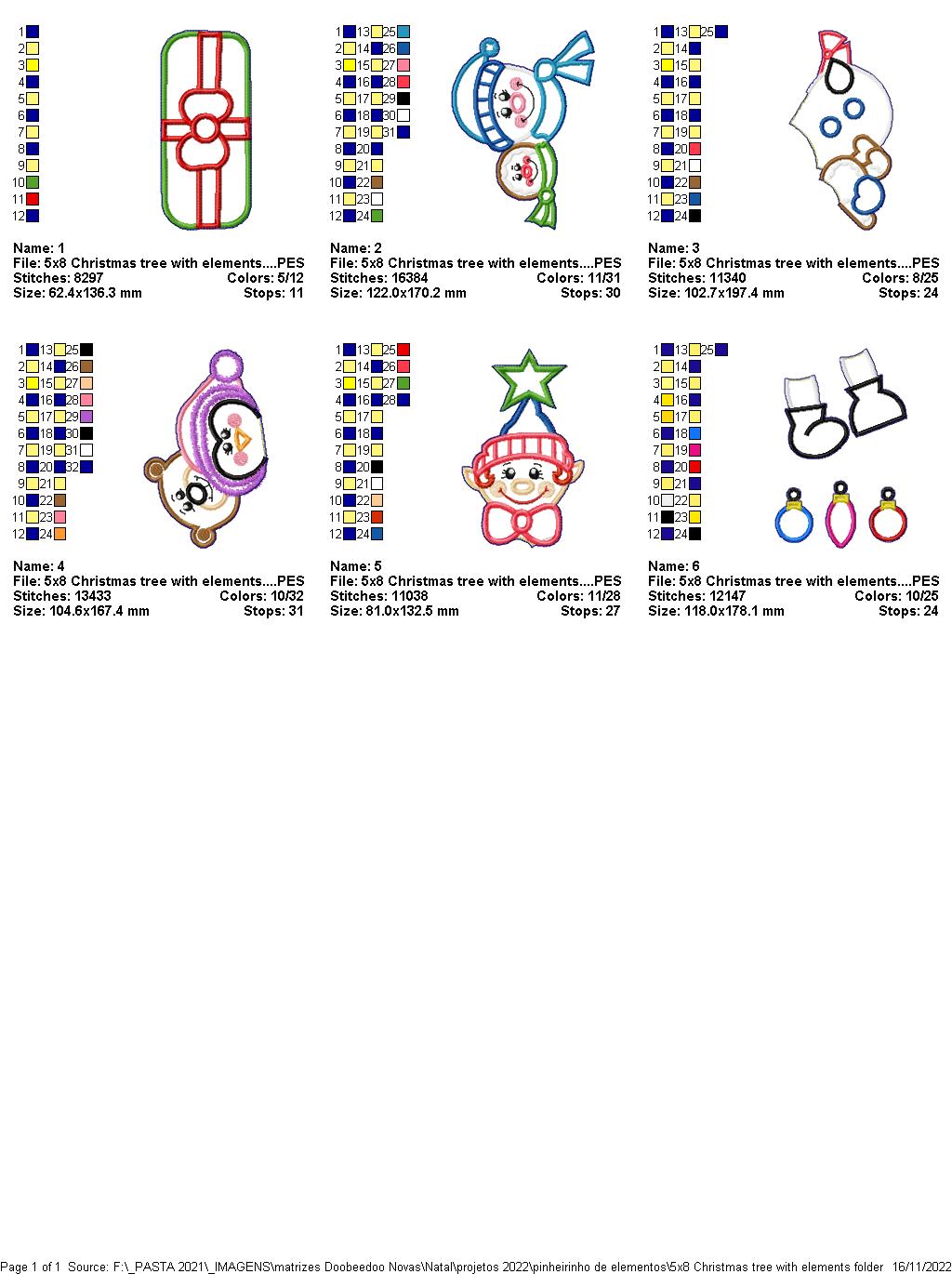 Christmas Tree with Elements - ITH Project - Machine Embroidery Design