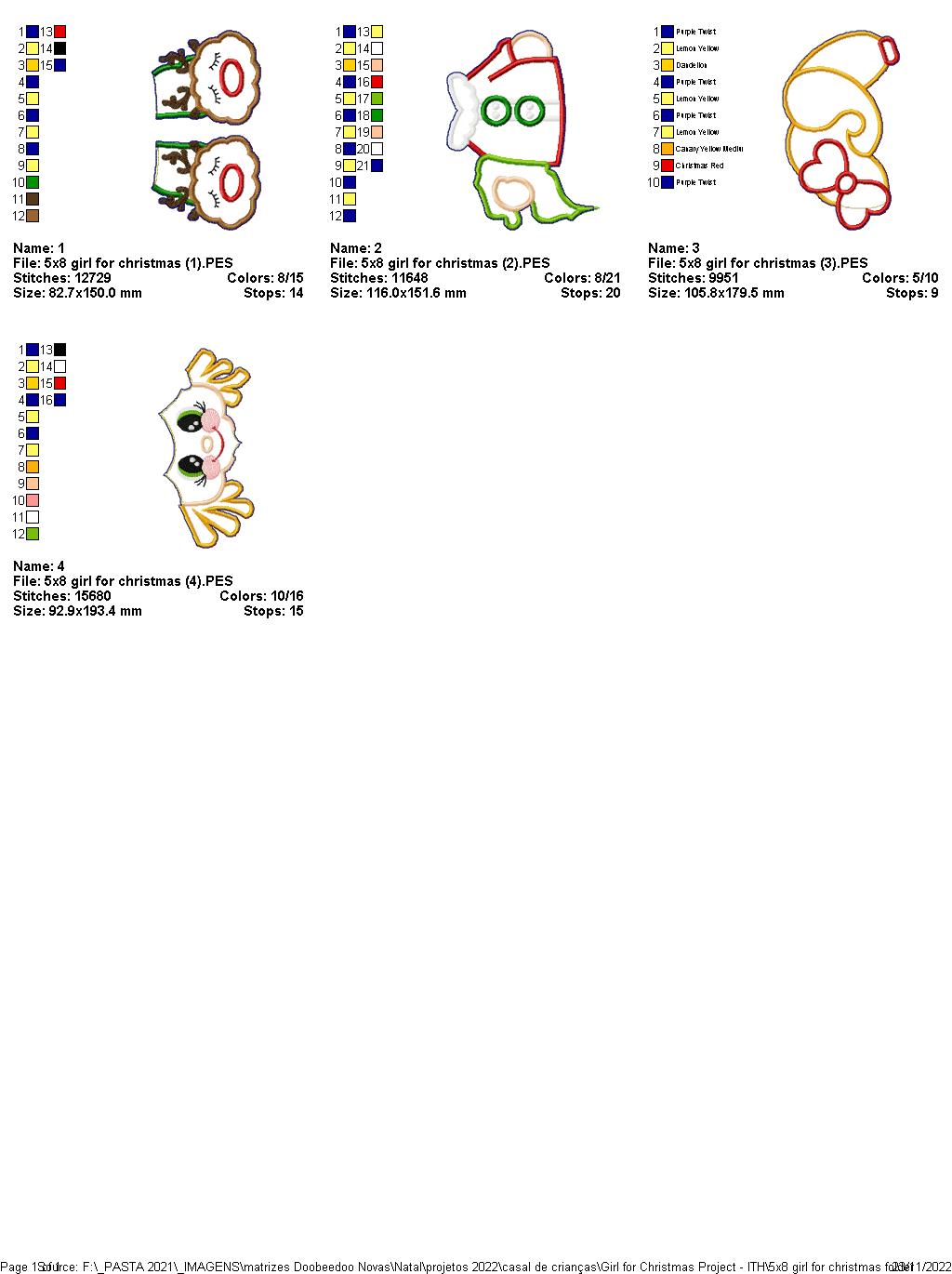 Beautiful Girl for Christmas - ITH Project - Machine Embroidery Design