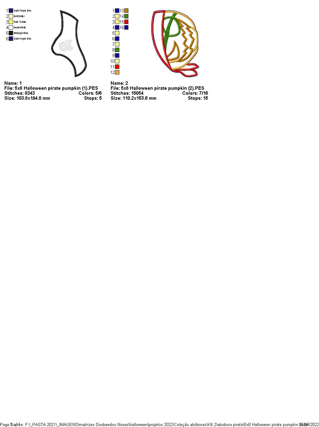 Pirate Pumpkin for Halloween - ITH Project - Machine Embroidery Design