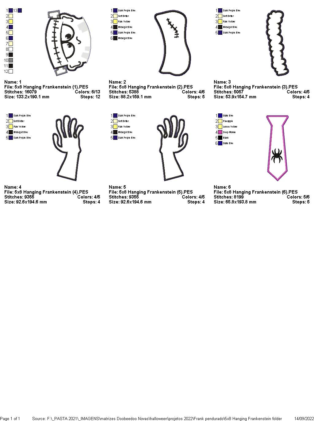 Hanging Frankenstein Halloween - ITH Project - Machine Embroidery Design