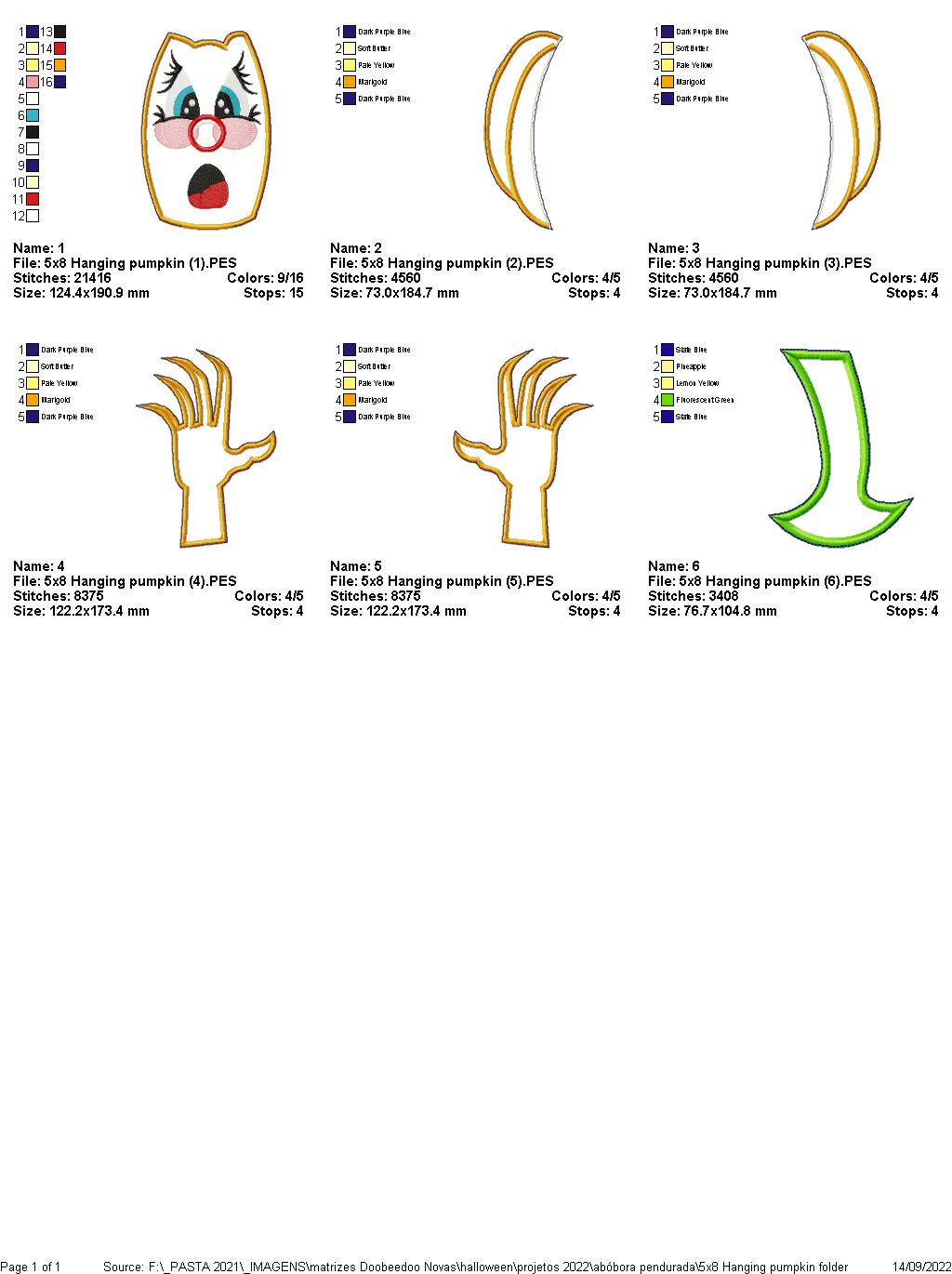 Hanging Pumpkin Halloween - ITH Project - Machine Embroidery Design