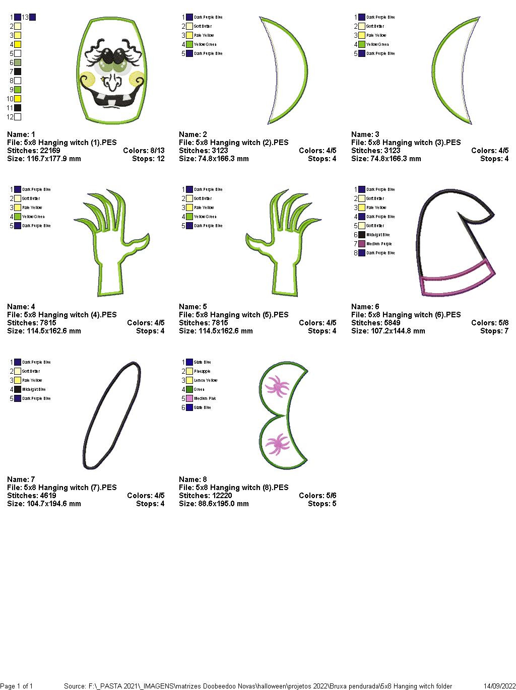 Hanging Witch Halloween - ITH Project - Machine Embroidery Design