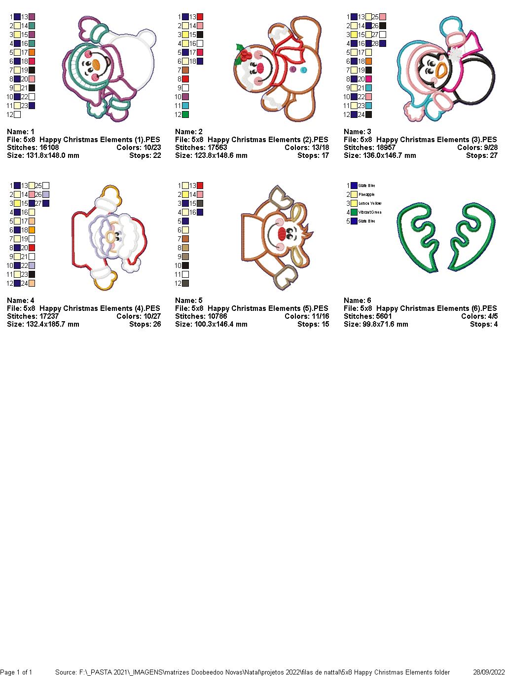 Happy Christmas Elements - ITH Project - Machine Embroidery Design