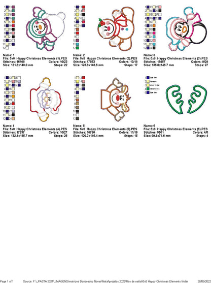 Happy Christmas Elements - ITH Project - Machine Embroidery Design