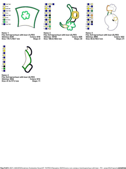 Leprechaun with Beer - ITH Project - Machine Embroidery Design