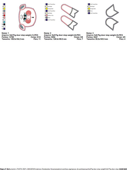 Pig Door Stop Weight - ITH Project - Machine Embroidery Design