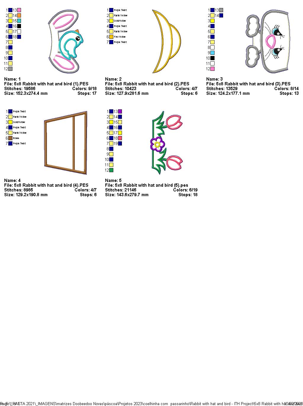 Rabbit with Hat and Bird - ITH Project - Machine Embroidery Design