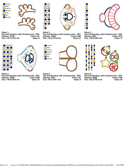 Reindeer with Christmas Bulbs - ITH Project - Machine Embroidery Design