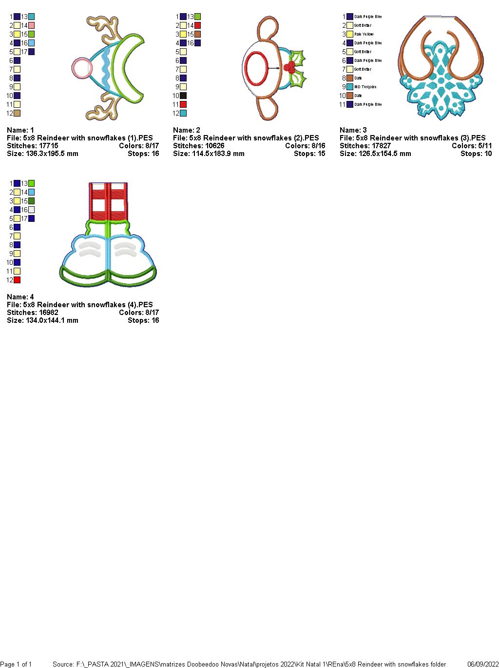 Reindeer with Snowflakes - ITH Project - Machine Embroidery Design