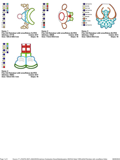 Reindeer with Snowflakes - ITH Project - Machine Embroidery Design