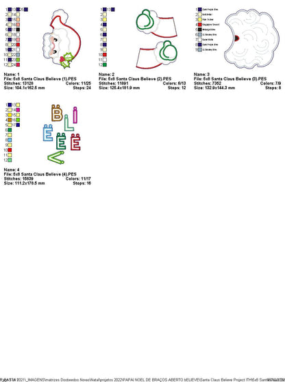 Santa Claus Believe - ITH Project - Machine Embroidery Design