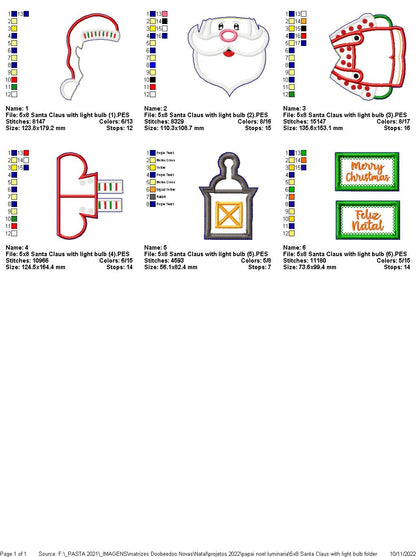 Santa Claus With Light Bulb - ITH Project - Machine Embroidery Design