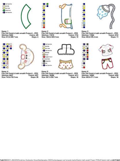 Santa's Bath Wreath - ITH Project - Machine Embroidery Design
