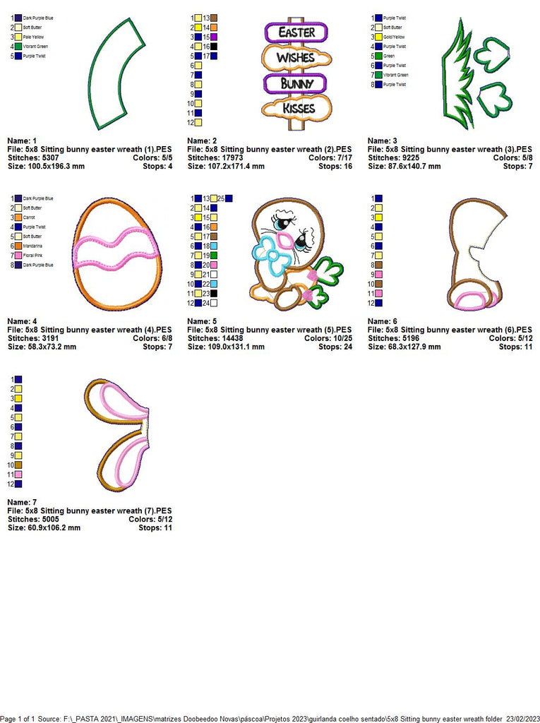 Sitting Bunny Easter Wreath - ITH Project - Machine Embroidery Design