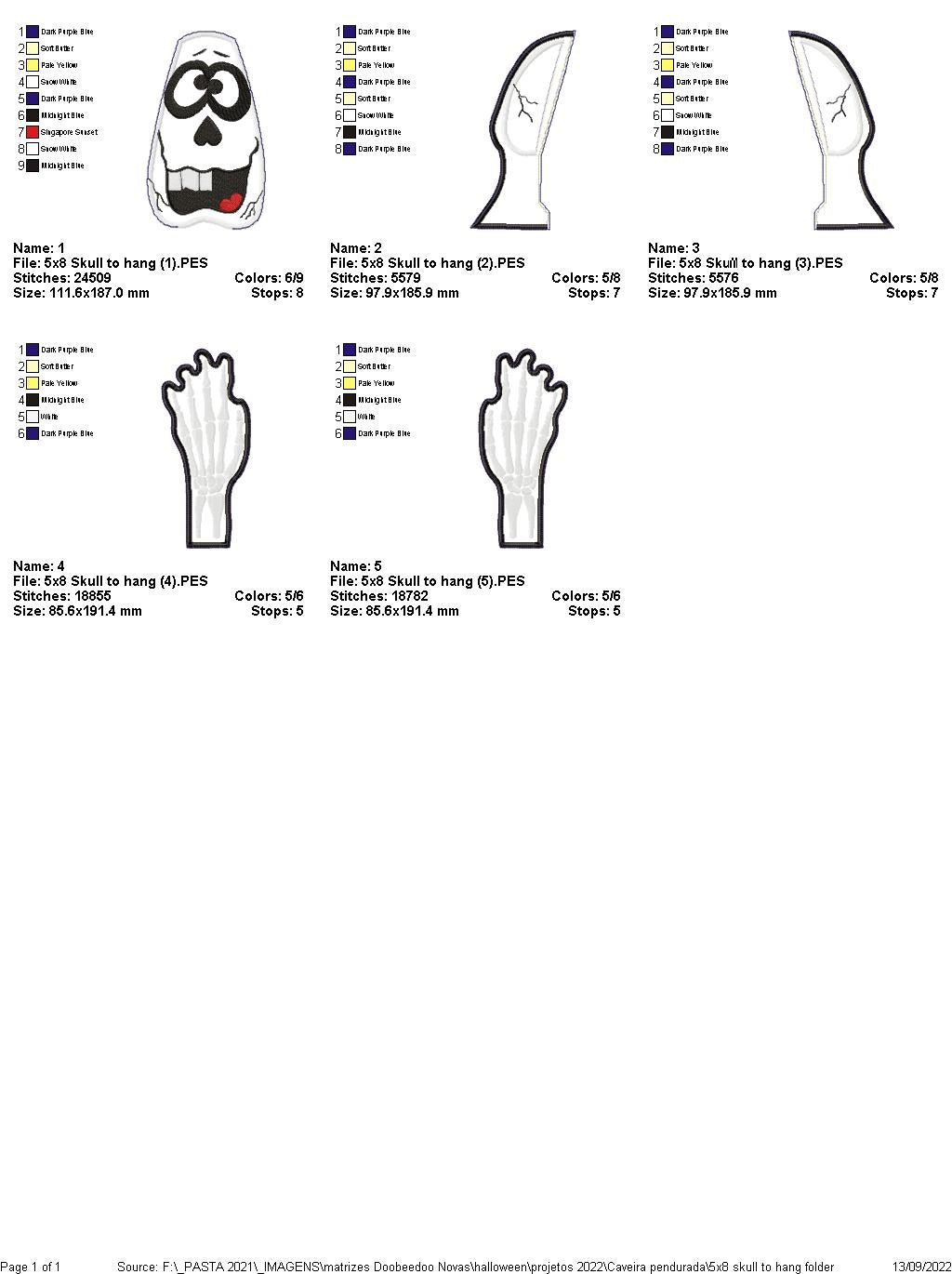 Hanging Skull Halloween - ITH Project - Machine Embroidery Design