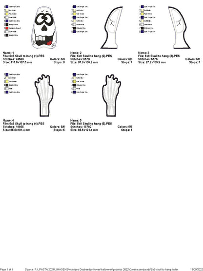 Hanging Skull Halloween - ITH Project - Machine Embroidery Design