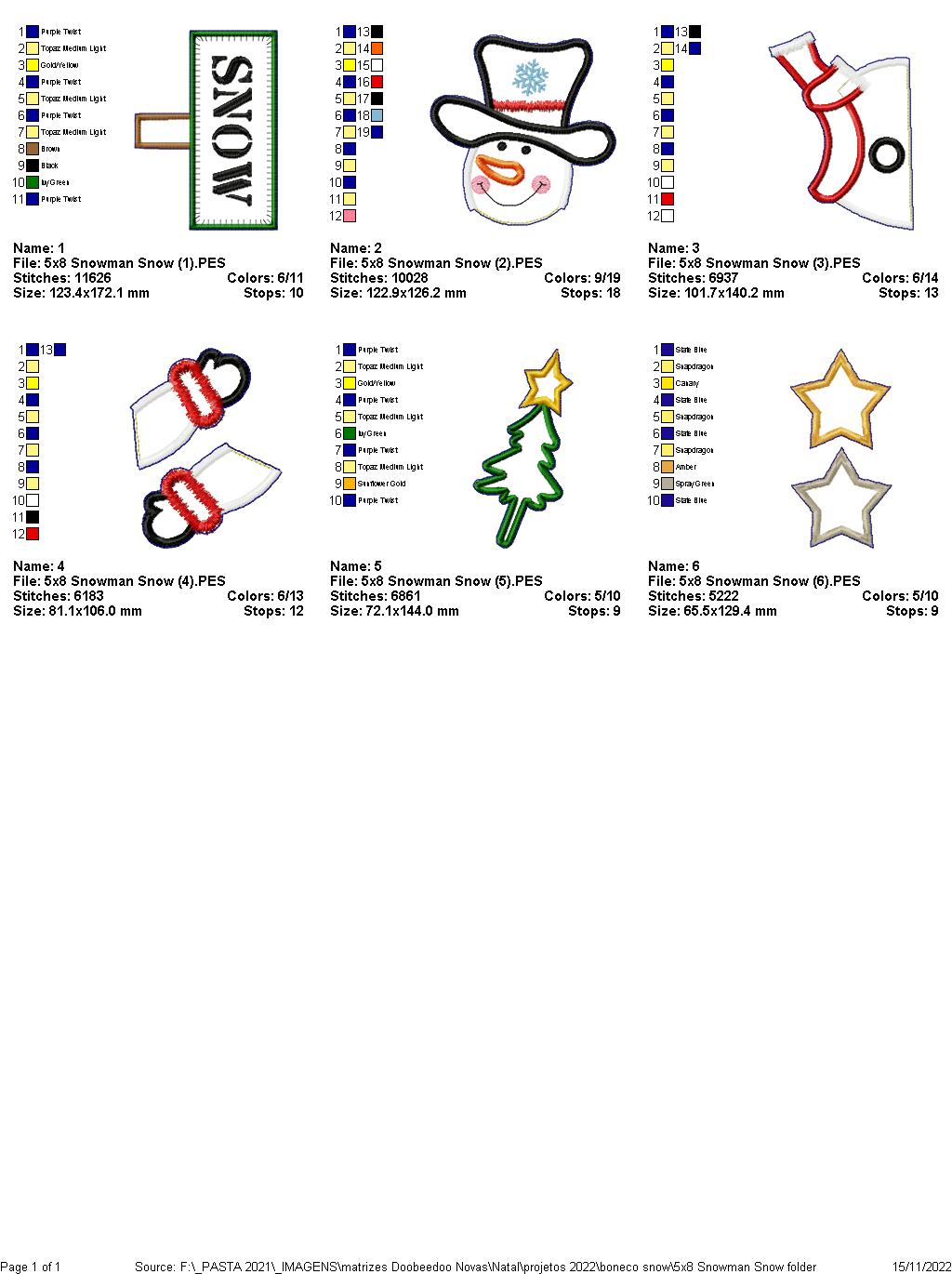 Snowman Snow - ITH Project - Machine Embroidery Design