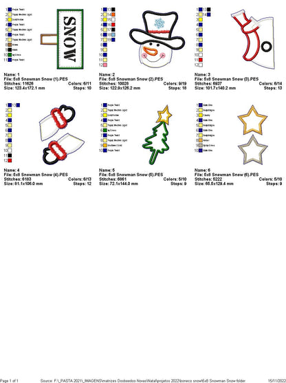 Snowman Snow - ITH Project - Machine Embroidery Design