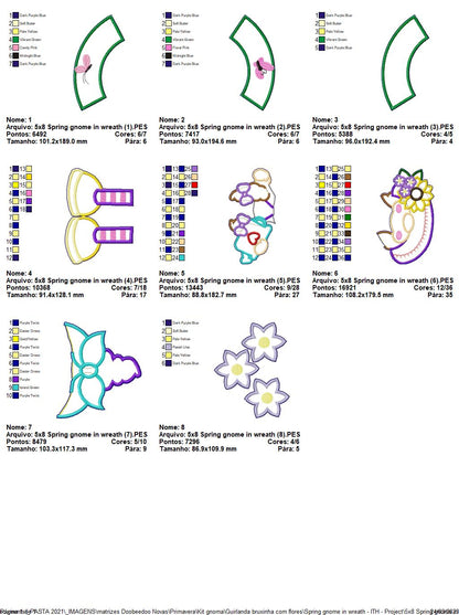 Spring Gnome Wreath - ITH Project - Machine Embroidery Design