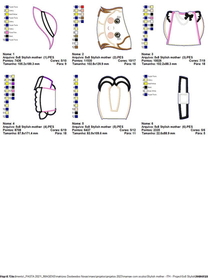 Stylish Mother Mothers Day Ornament - ITH Project - Machine Embroidery Design