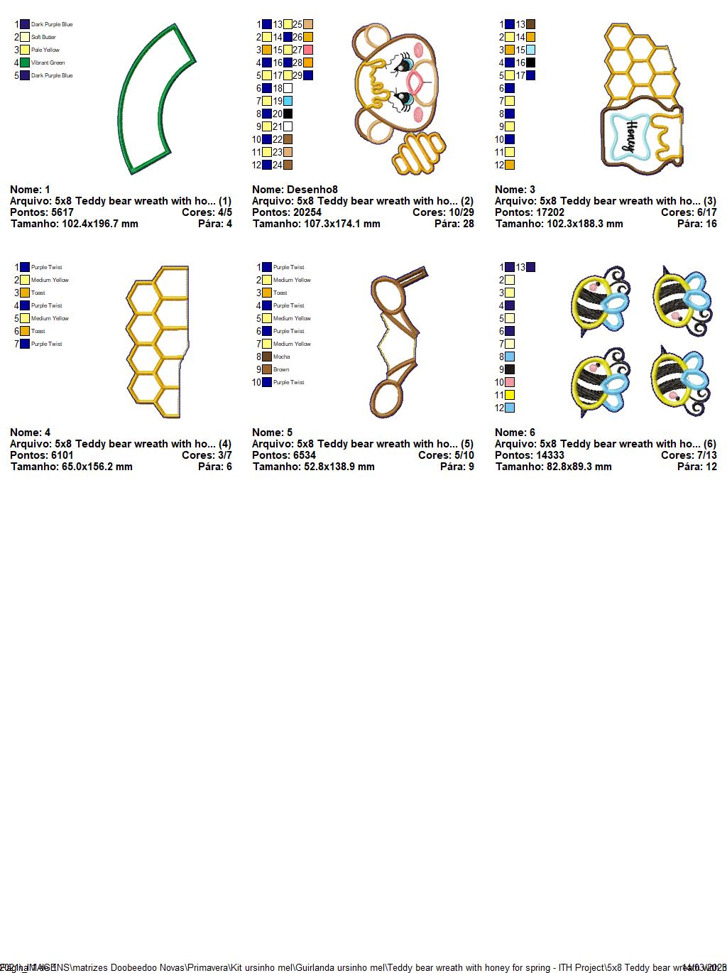 Teddy Bear Spring Honey Wreath - ITH Project - Machine Embroidery Design