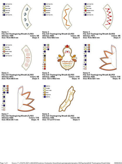 Thanksgiving Wreath - ITH Project - Machine Embroidery Design