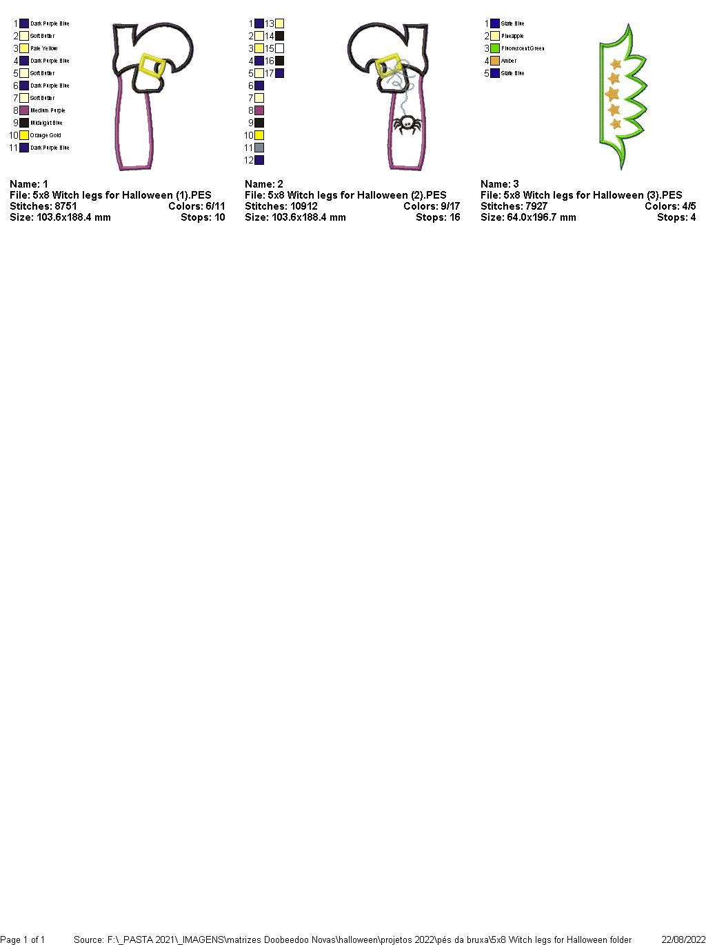 Witch Legs for Halloween - ITH Project - Machine Embroidery Design