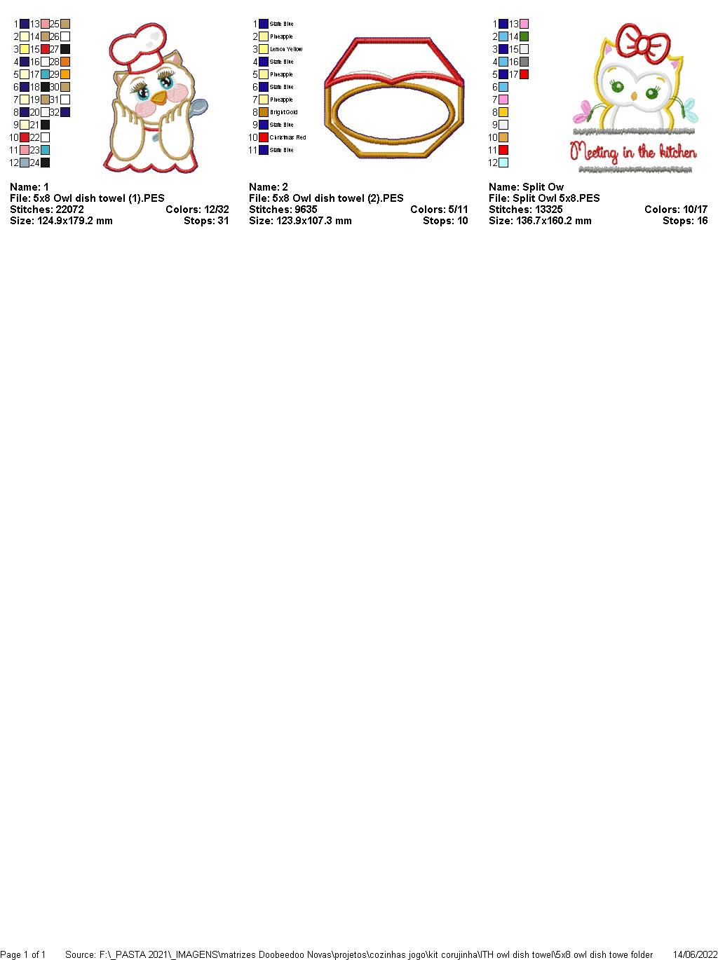 Owl Set of 3 Designs - ITH Project - Machine Embroidery Design