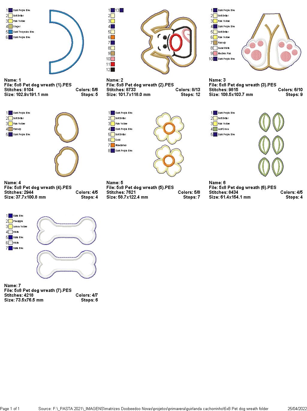 Pet Puppy Wreath - ITH Project - Machine Embroidery Design