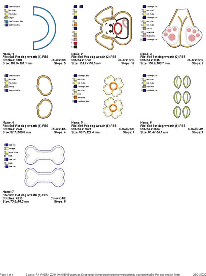 Pet Puppy Wreath - ITH Project - Machine Embroidery Design