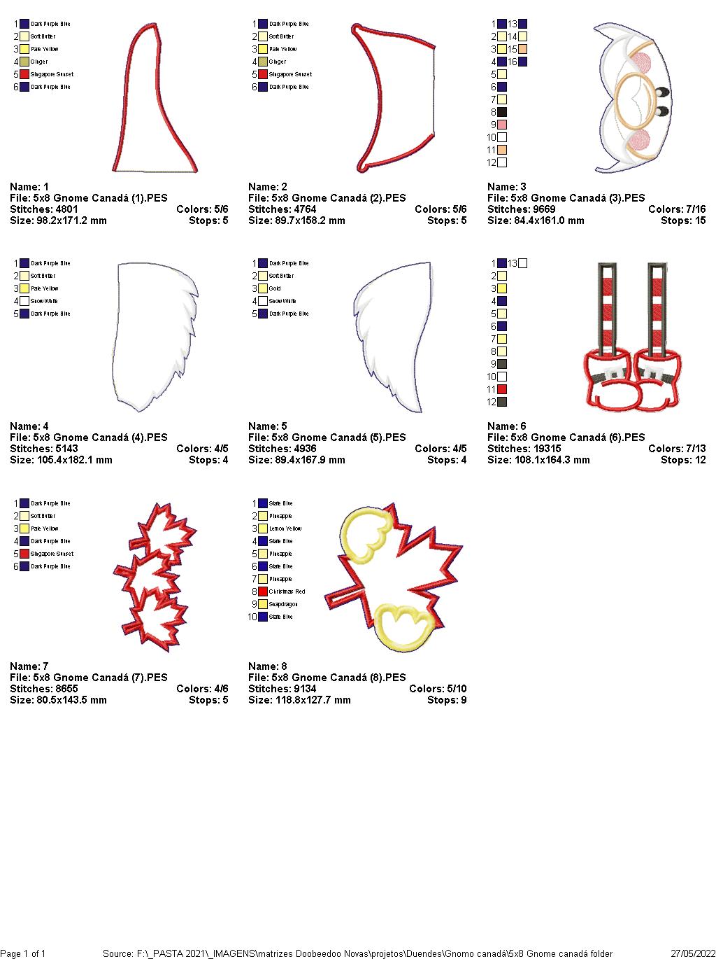 Gnome Canada with Maple Leaf - ITH Project - Machine Embroidery Design