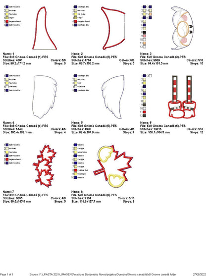 Gnome Canada with Maple Leaf - ITH Project - Machine Embroidery Design