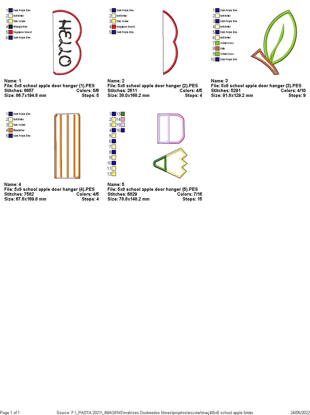 Apple Door Decoration for School - ITH Project - Machine Embroidery Design