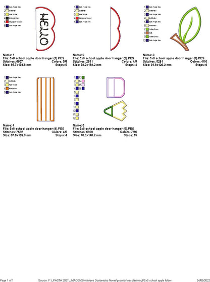 Apple Door Decoration for School - ITH Project - Machine Embroidery Design