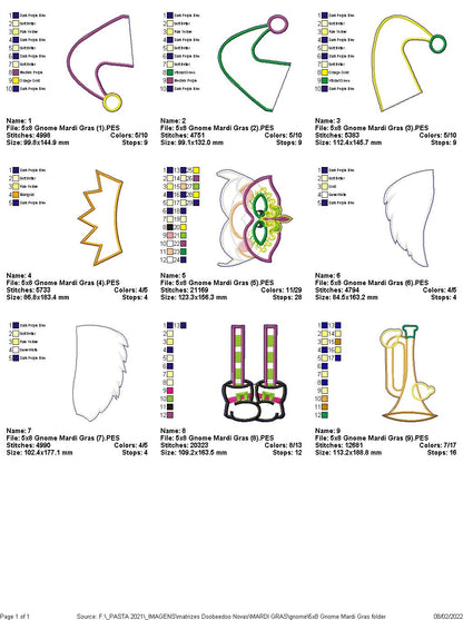 St. Patricks and Mardi Grass Gnomes - ITH Project - Machine Embroidery Design