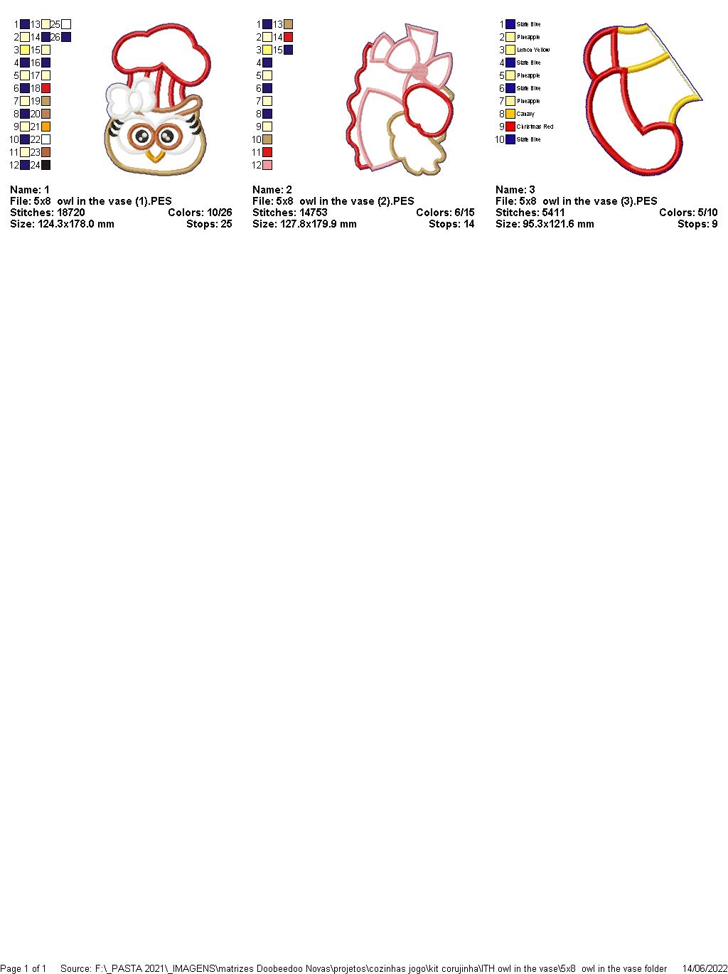 Owl Vase Ornament - ITH Project - Machine Embroidery Design