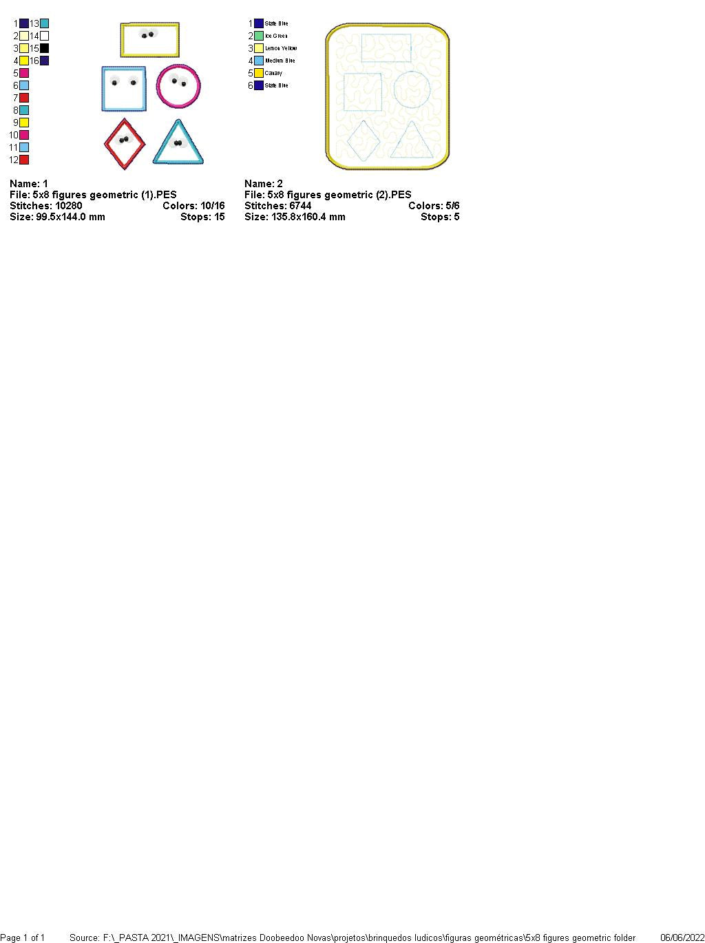 Felt Sensory Games Figures Geometrics - ITH Project - Machine Embroidery Design