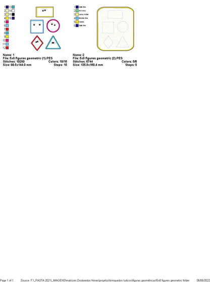 Felt Sensory Games Figures Geometrics - ITH Project - Machine Embroidery Design