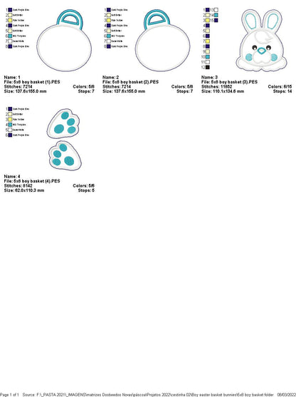 Easter Bunny Boy and Girl Basket - ITH Project - Machine Embroidery Design