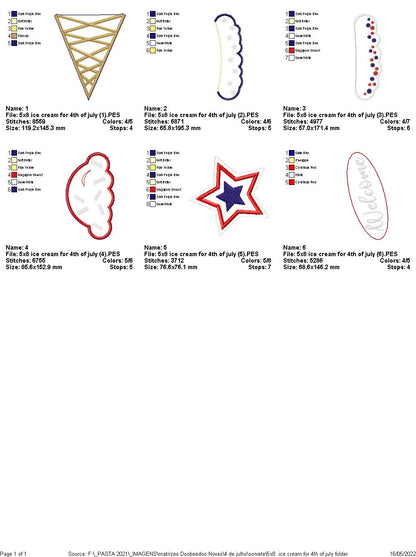 Welcome Ice cream 4th of July - ITH Project - Machine Embroidery Design