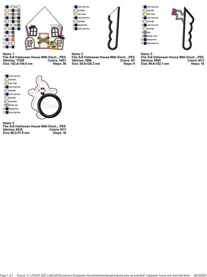 Halloween House Dish Cloth Hanger - ITH Project - Machine Embroidery Design