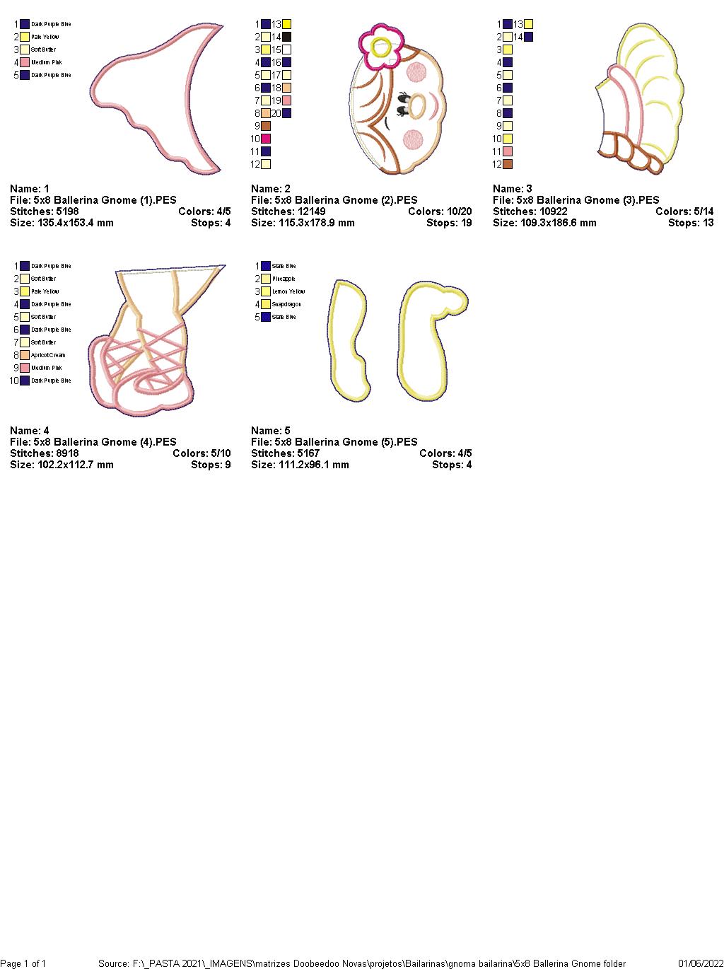 Ballerina Gnome - ITH Project - Machine Embroidery Design