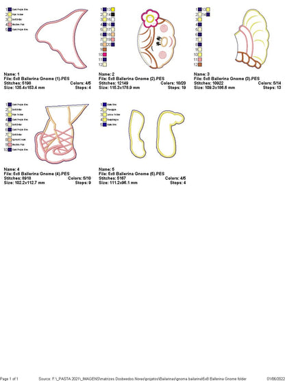 Ballerina Gnome - ITH Project - Machine Embroidery Design