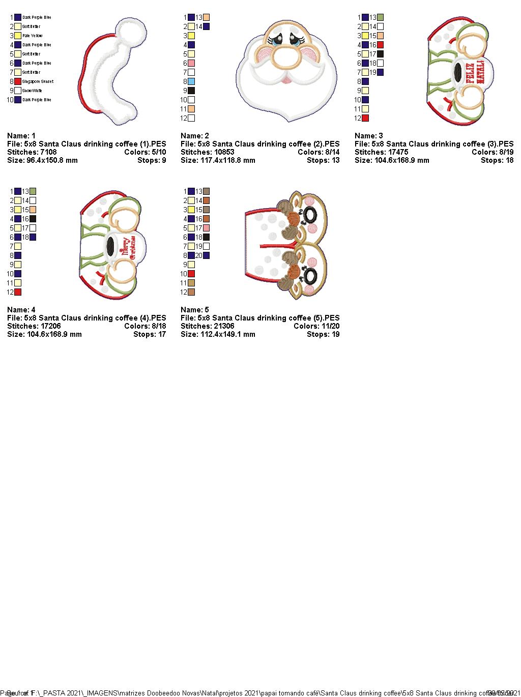 Santa and Mrs. Claus Having a Coffee Ornament - ITH Project - Machine Embroidery Design