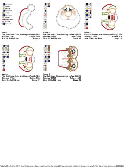 Santa and Mrs. Claus Having a Coffee Ornament - ITH Project - Machine Embroidery Design